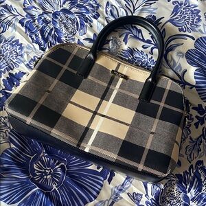 {Kate Spade} Black and Tan Plaid Satchel